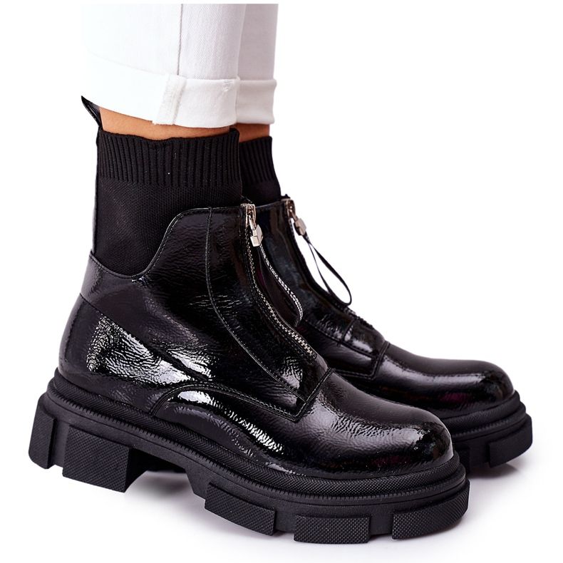 Bottes hautes sur la plate-forme massive Black Chicago le noir Bottes hautes sur la plate-forme massive Black Chicago le noir