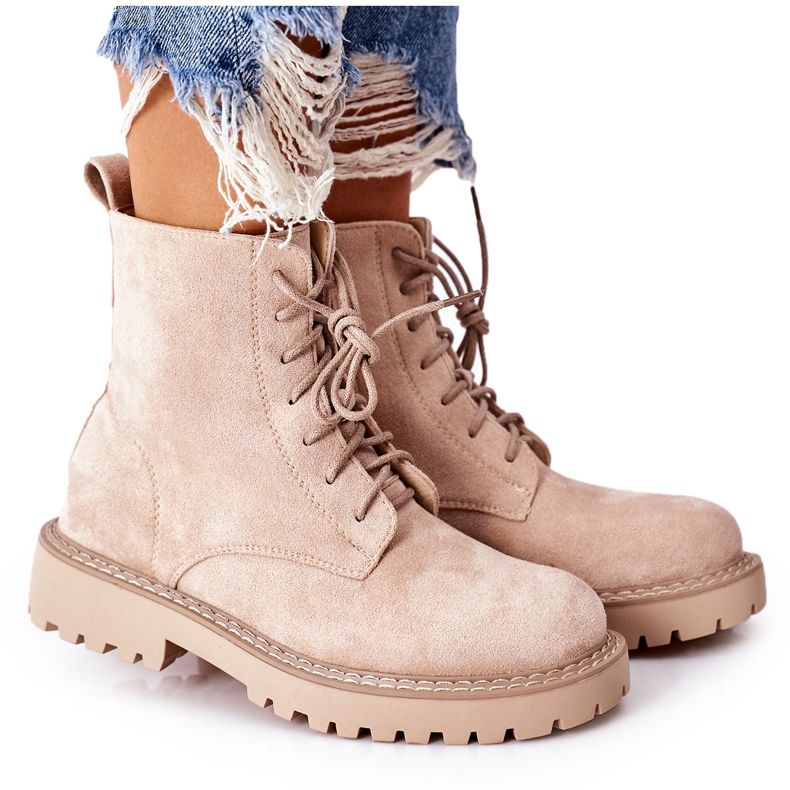 PS1 Bottines En Daim Fermeture Éclair Beige Belados