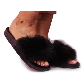 PS1 Chaussons femme avec fourrure Noir Belmondo