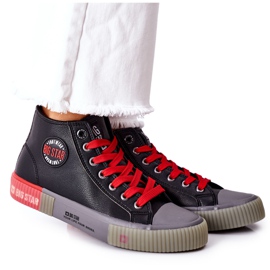 Baskets montantes en cuir Big Star II274139 Noir rouge