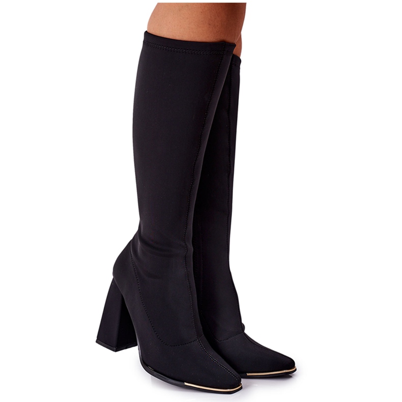 Bottes À Talons En Tissu Élastique Effet Noir Wow le noir Bottes À Talons En Tissu Élastique Effet Noir Wow le noir