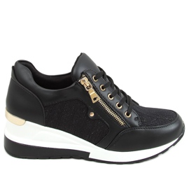Baskets compensées noires Y9521 Noir Or le noir d'or