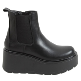 Noir QT22P Bottines noires à semelles hautes le noir