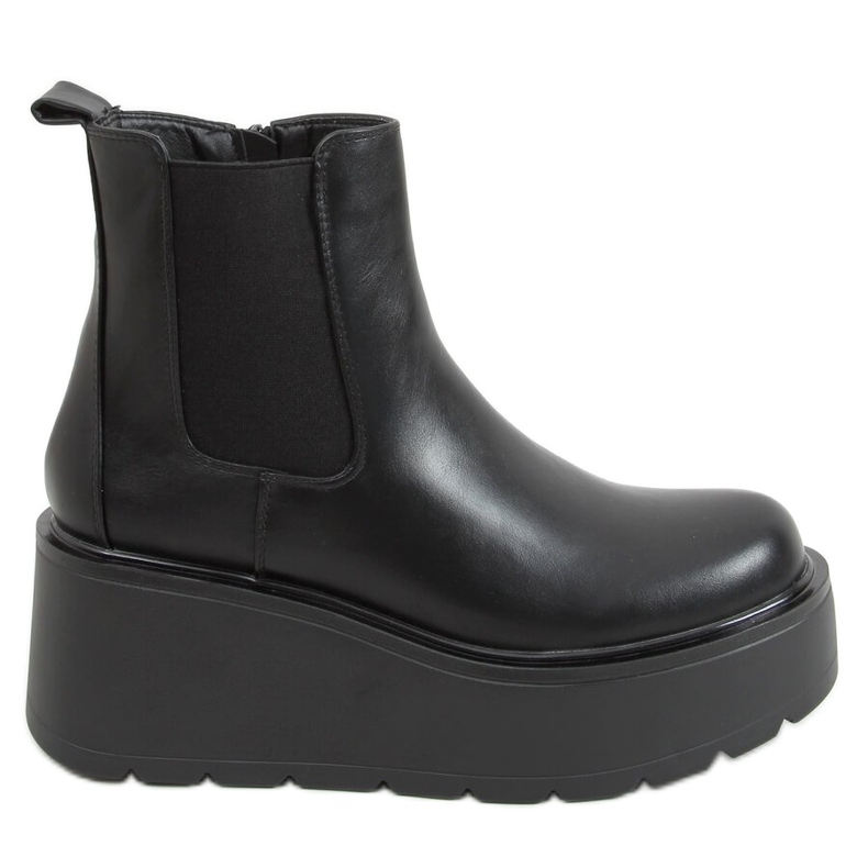 Noir QT22P Bottines noires à semelles hautes le noir