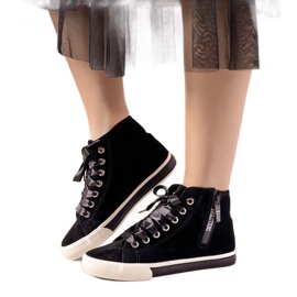 Baskets montantes noires à ruban Sunilino