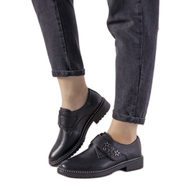 Chaussures à enfiler argentées avec clous GF-FD9 noir