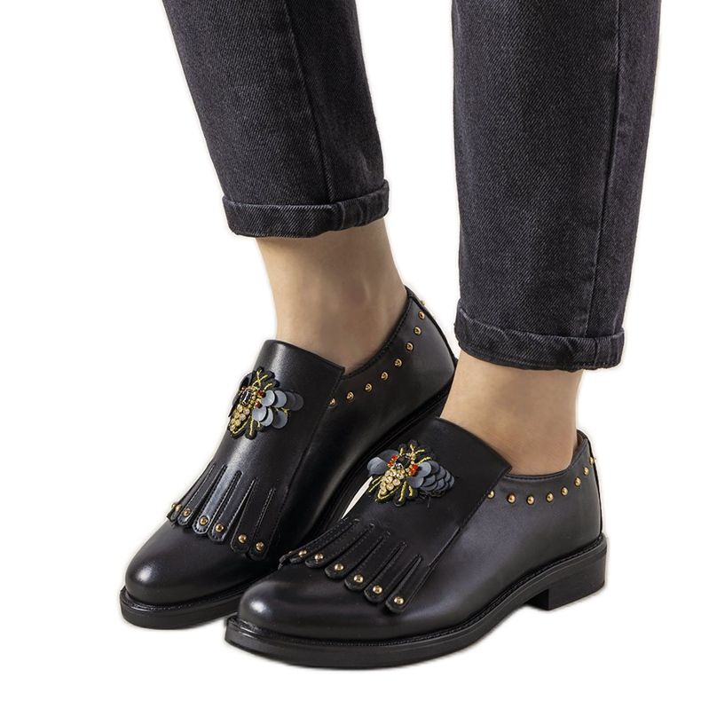Chaussures à enfiler noires avec clous GF-FD9 le noir
