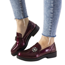 Slip-ons marron avec clous GF-FD9 rouge