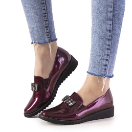 Slip-ons marron avec clous GF-FD9 rouge