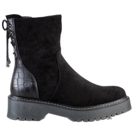 J. Star Travailleurs en daim avec reliure le noir J. Star Travailleurs en daim avec reliure le noir