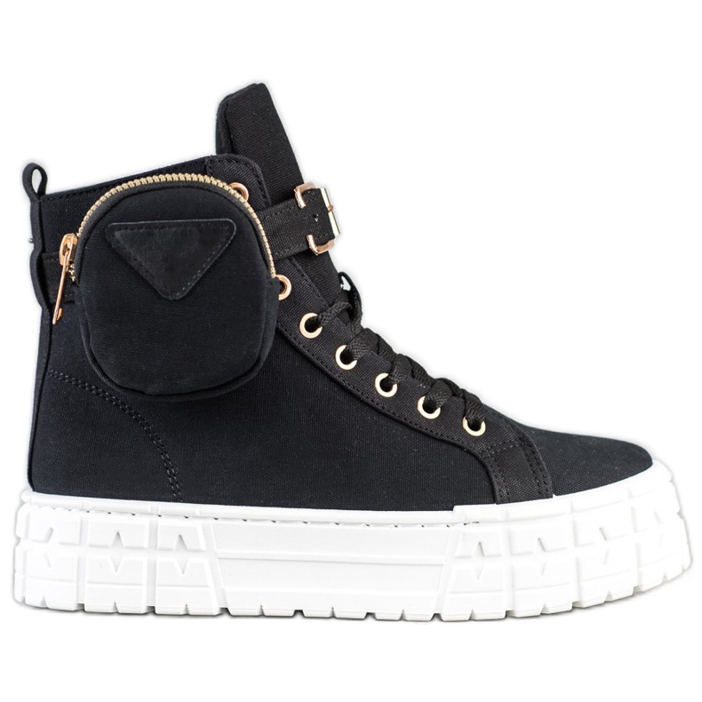 Goodin Baskets sur plateforme avec poche le noir