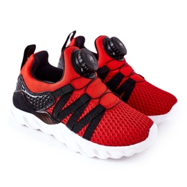 Chaussures de sport pour enfants avec bouton rouge ABCKIDS noir