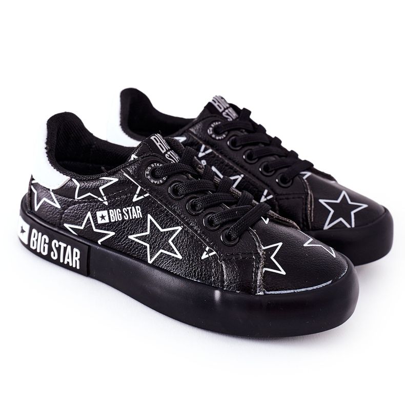 Baskets en cuir pour enfants Big Star II374002 Noir le noir