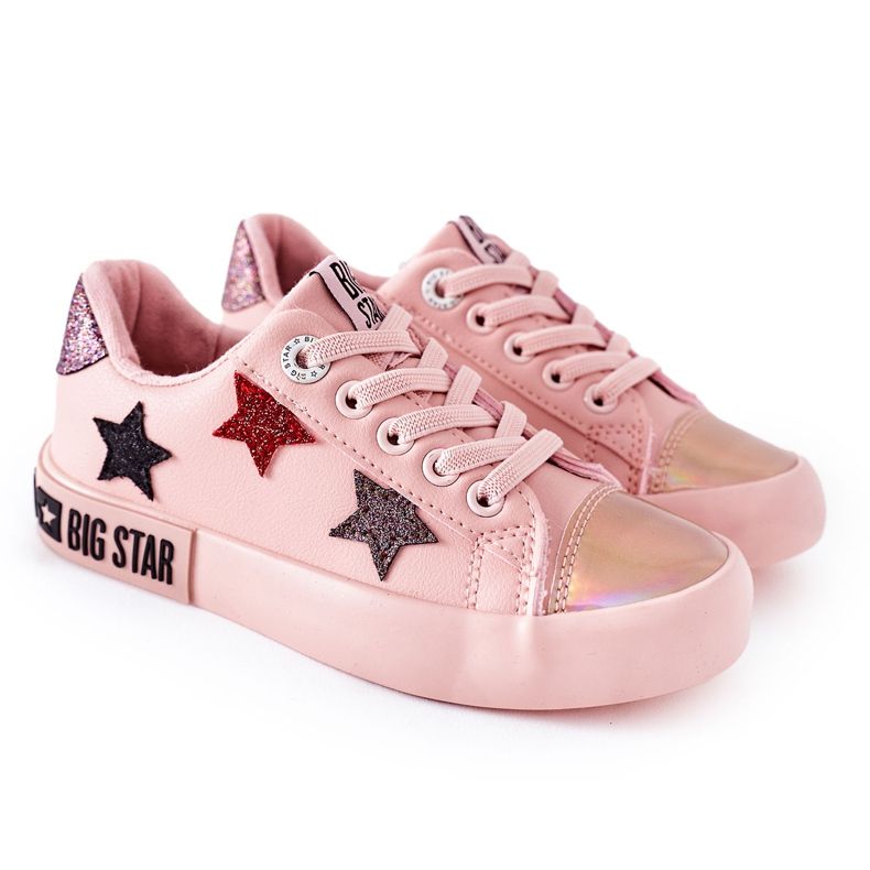Baskets en cuir pour enfants Big Star II374033 Rose