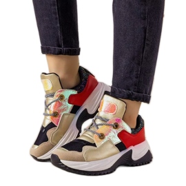 Baskets dorées à semelle haute Spring noir