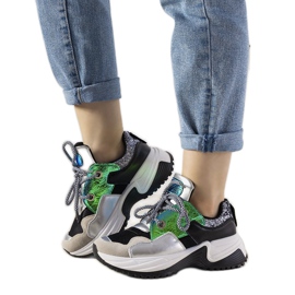 Baskets argentées à semelle haute Spring noir