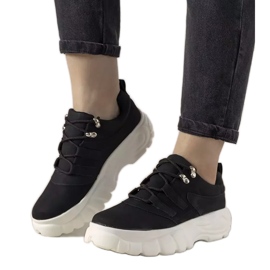 Baskets de sport noires à semelle haute Luna