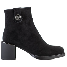Filippo Bottines en daim sur un large pilier le noir