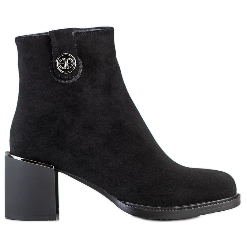 Filippo Bottines en daim sur un large pilier le noir