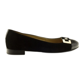 Ballerines en cuir féminines avec décoration 1587 EDEO Black le noir