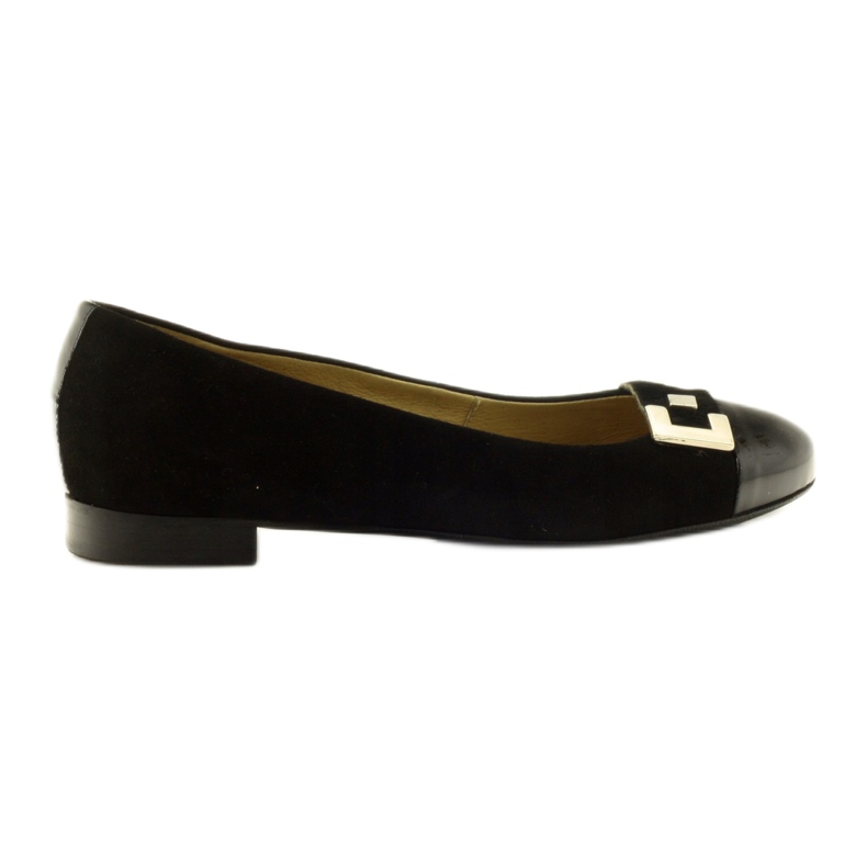Ballerines en cuir féminines avec décoration 1587 EDEO Black le noir