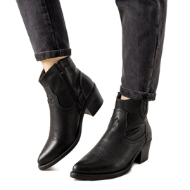 Bottes de cowboy noires à motif Mustgrow brodé le noir