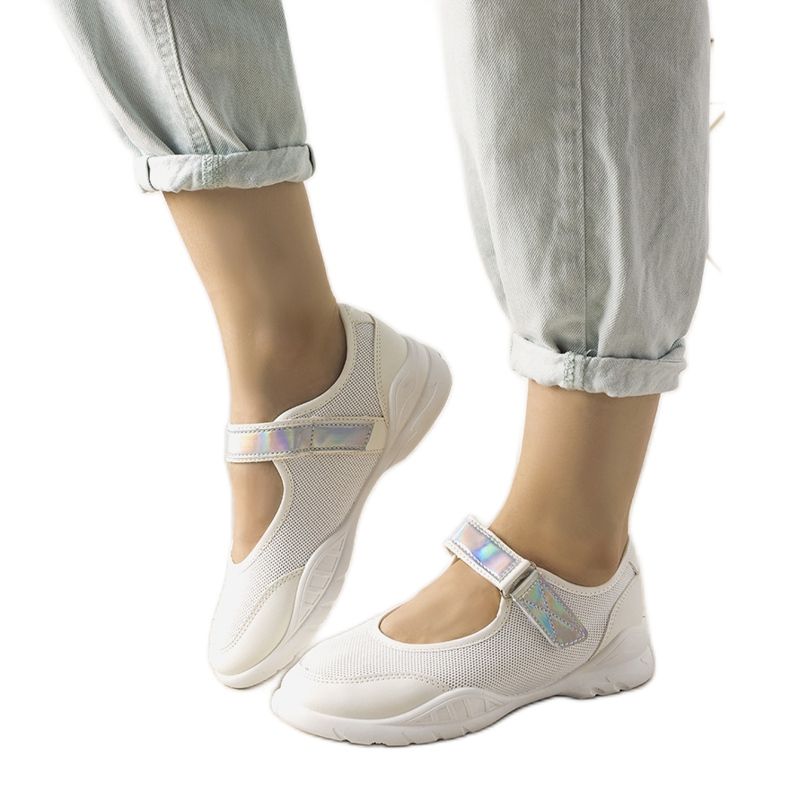 Chaussures de sport blanches avec insert holographique Melania