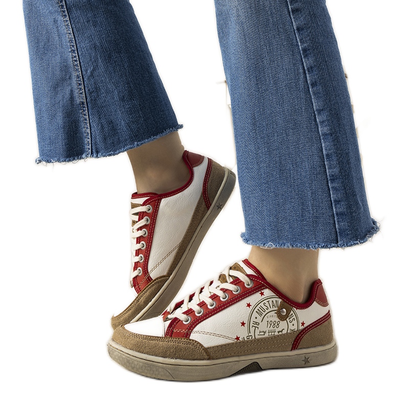 Baskets femme Esta blanches et rouges