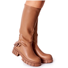 Bottes hautes marron Teardown avec chaîne brun