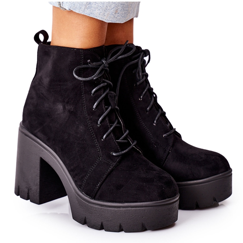 PS1 Bottes en daim chaudes sur une barre direction noire le noir