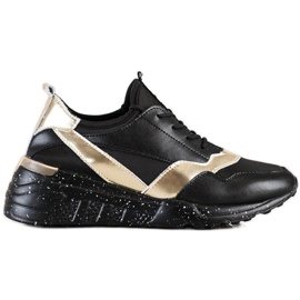 S. BARSKI Baskets en cuir de S.BARSKI noir doré