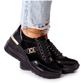 S.Barski Baskets compensées en cuir pour femmes noires Montessori le noir S.Barski Baskets compensées en cuir pour femmes noires Montessori le noir