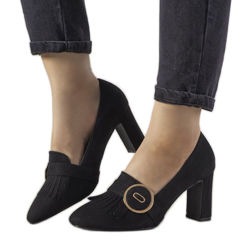 Escarpins noirs sur tige avec boucle Promise le noir