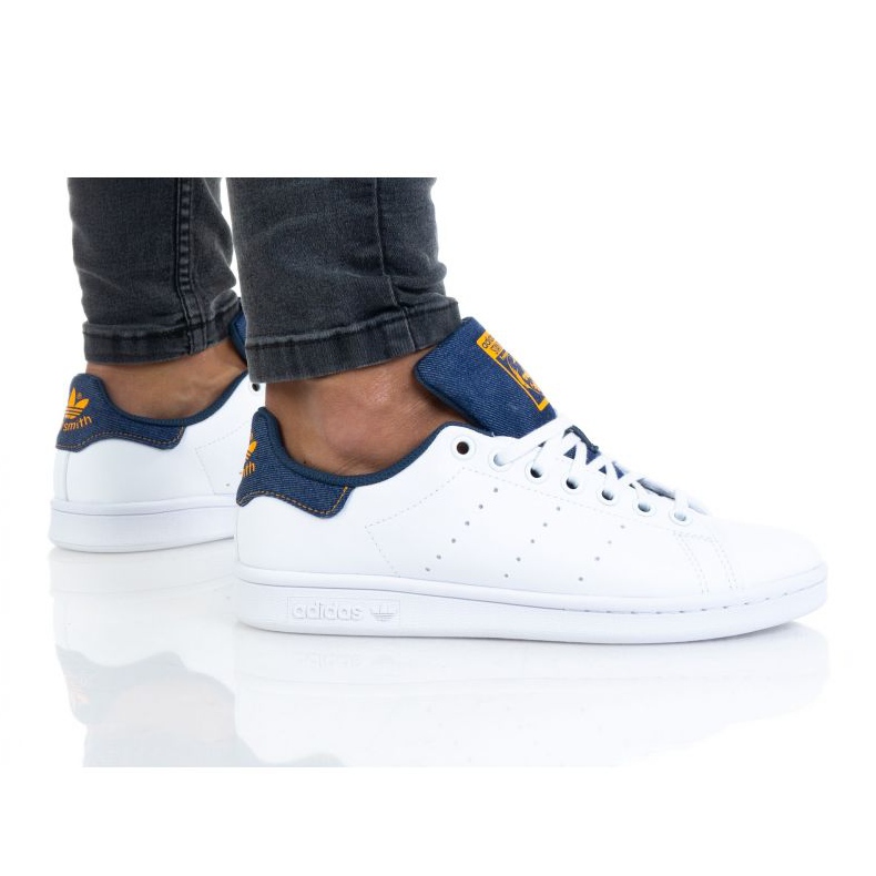 Chaussures Adidas Stan Smith Jr GZ7359 blanche bleu
