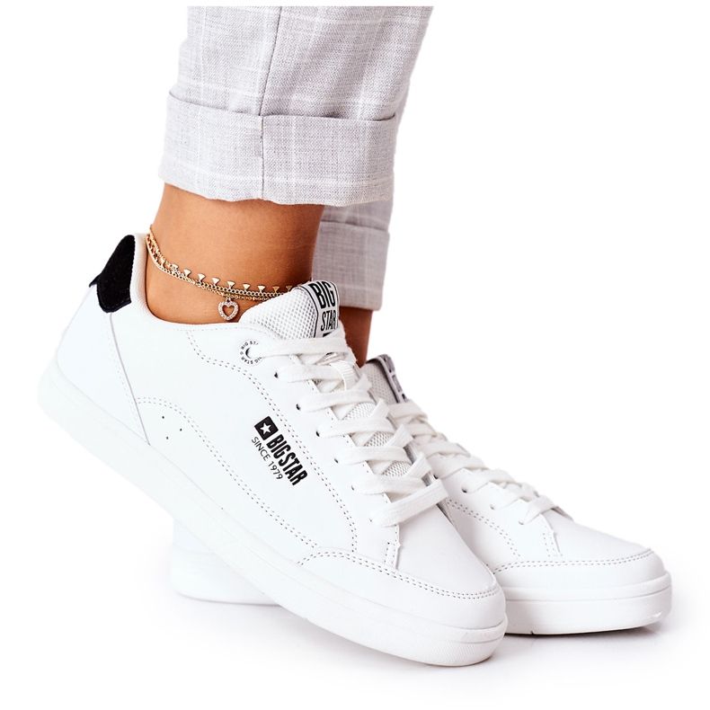 Baskets Cuir Femme Mousse Mémoire Big Star II274319 Blanc blanche Baskets Cuir Femme Mousse Mémoire Big Star II274319 Blanc blanche