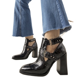 Bottines noires à motif peau de crocodile Wonderful