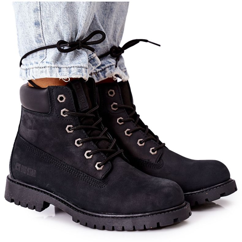 Bottes de randonnée en cuir pour femmes Big Star II274446 Noir le noir