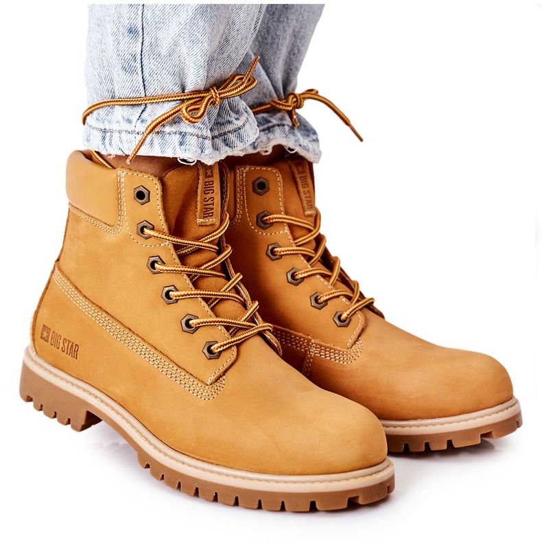 Bottes de randonnée en cuir pour femmes Big Star II274447 Camel brun