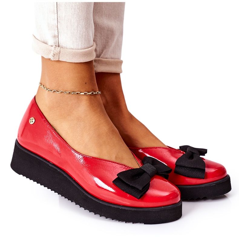 Ballerines En Cuir Sur La Plateforme Maciejka 05062-08 Rouge le noir Ballerines En Cuir Sur La Plateforme Maciejka 05062-08 Rouge le noir