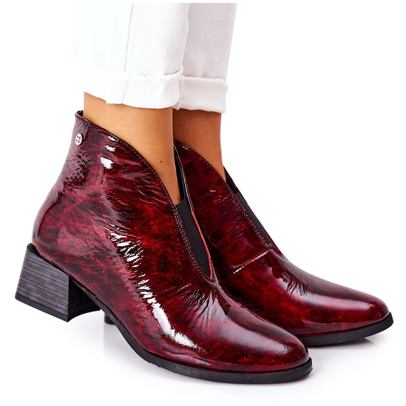 Bottes chaudes en cuir à talon haut Maciejka 04777-23 Bordeaux rouge