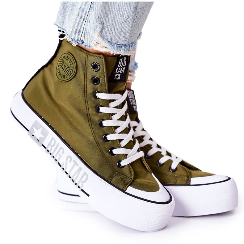 Baskets hautes sur la plateforme Big Star II274017 kaki vert