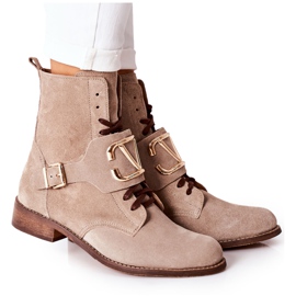 Bottes en daim cappuccino pour femmes Nicole 2676 beige