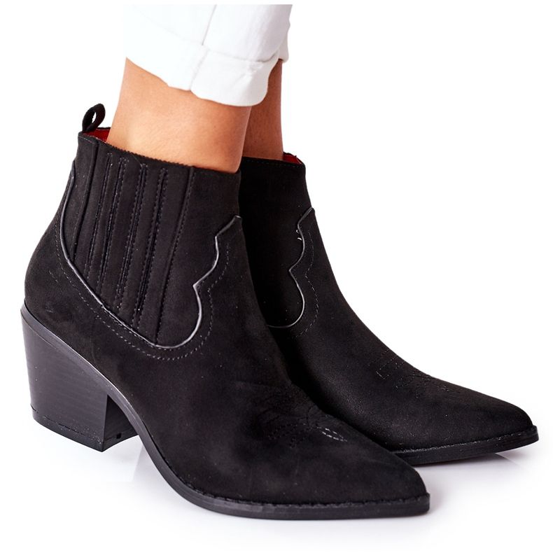 Bottes de cowboy pour femmes en daim noir Beamhurst le noir