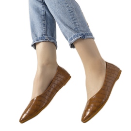 BM Ballerines camel au motif peau de crocodile Camilia brun