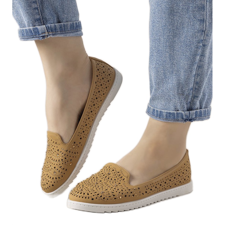 Mocassins camel à motif Loretta ajouré brun