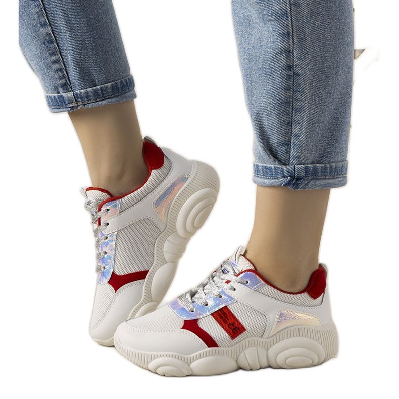 Baskets femme blanches et rouges Carry