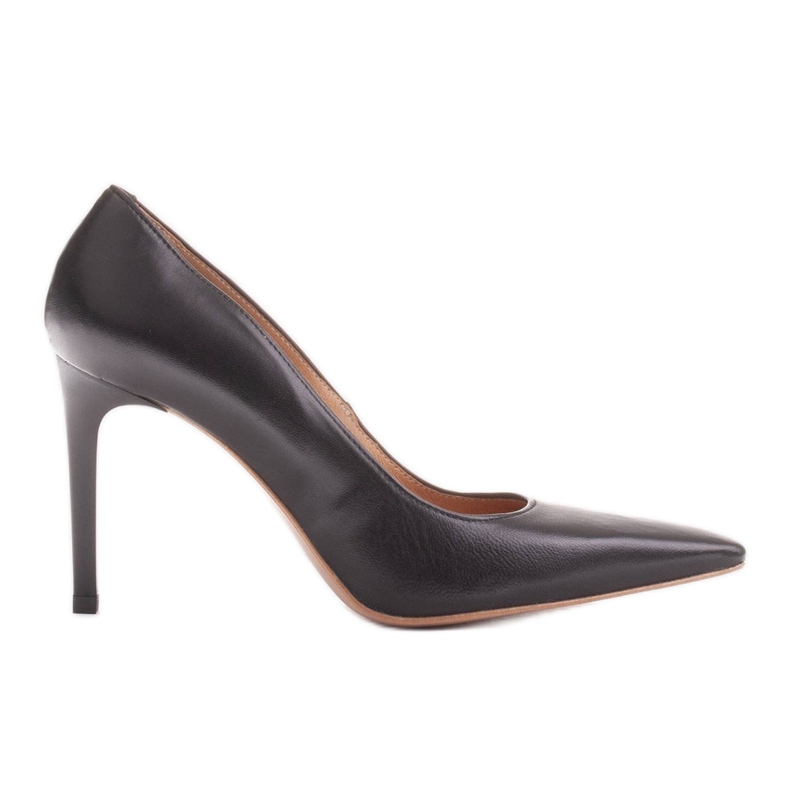 Marco Shoes Épingles en cuir avec devant allongé le noir