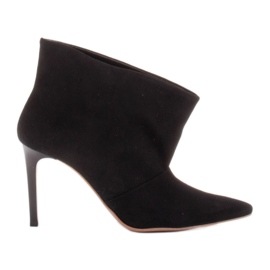 Marco Shoes Épingles en cuir avec devant allongé noir