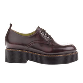 Marco Shoes Mocassins Chiara en cuir gratté noir rouge