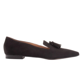 Marco Shoes Ballerines Lords pour femmes à franges noir